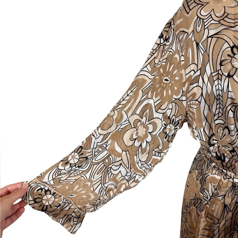 Nk Imode Silk Blend Velvet Burnout Floral Luxurious Long Robe — image 4 of 8